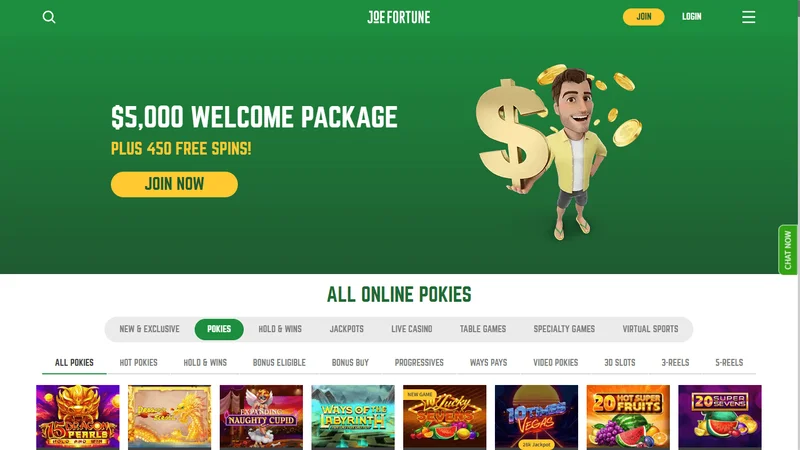 Joe Fortune Casino Mobile Interface